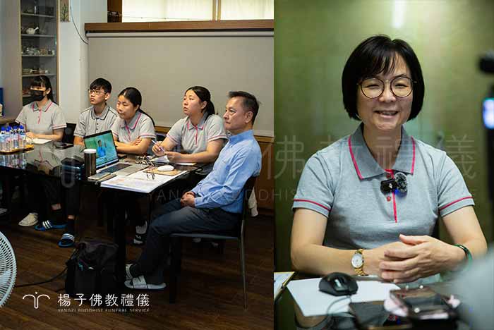 董事長楊子牧、禮儀團隊經理林秋萍毫不藏私，傾囊相授專業實務殯葬知識技巧，分享禮儀師養成之路經驗心得。｜楊子佛教禮儀公司