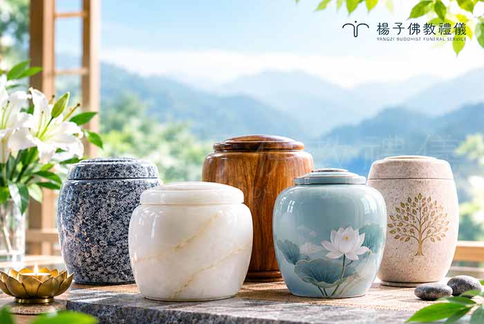專業禮儀師協助家屬了解骨灰罈材質與挑選重點。 攝/楊子佛教禮儀公司 專業禮儀師協助家屬了解骨灰罈材質與挑選重點。|楊子佛教禮儀公司